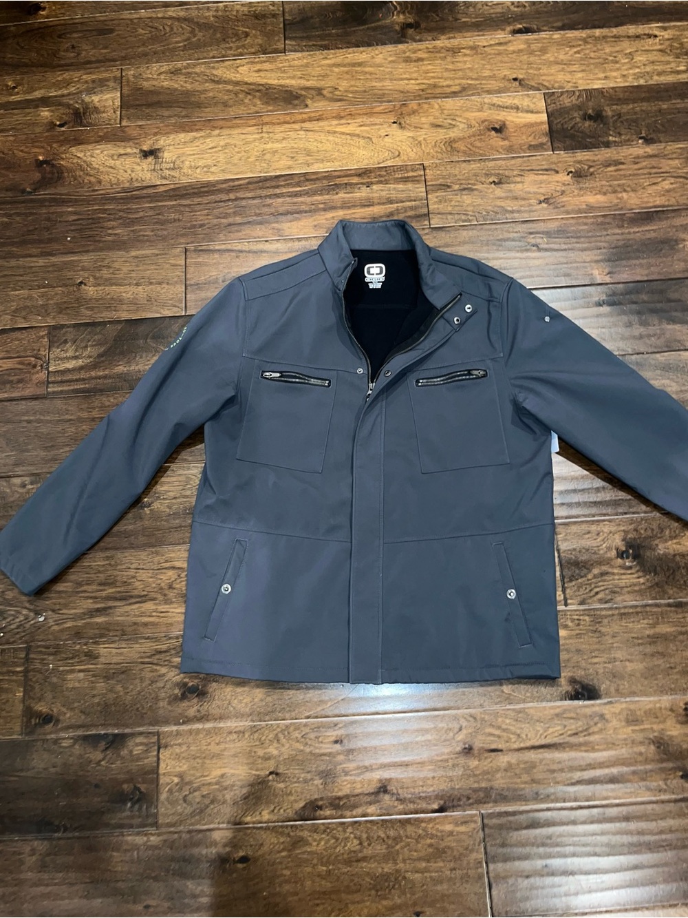 Mens Dark Gray Zip-Front Casual Jacket